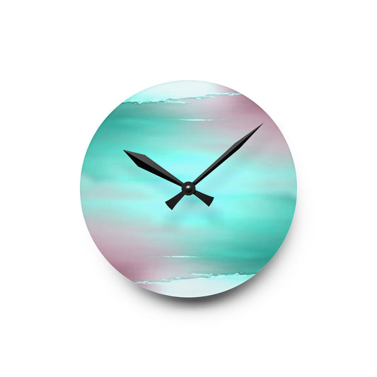 Green Sea Lavender Fog Acrylic Round Wall Clock, 8" x 8"