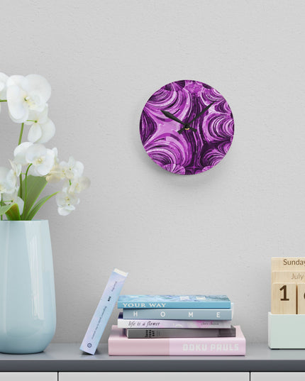 Uzi Spiral Powder Lavender Acrylic Round Wall Clock, 8" x 8"