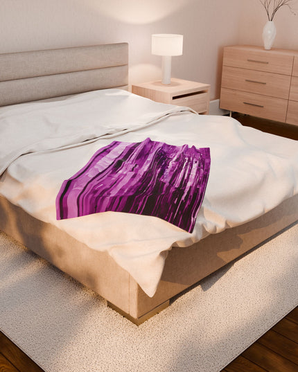 Striped Powder Lavender Velveteen Plush Blanket, 30" x 40"