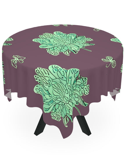 Mint Green Floral Butterflies Tablecloth, 55" x 55"