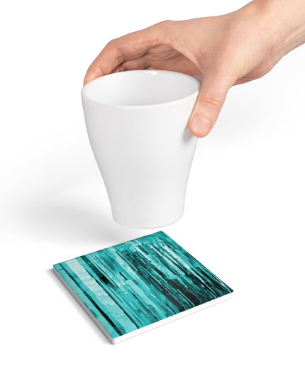 Striped Tif 4" x 4" Square Ceramic Coaster