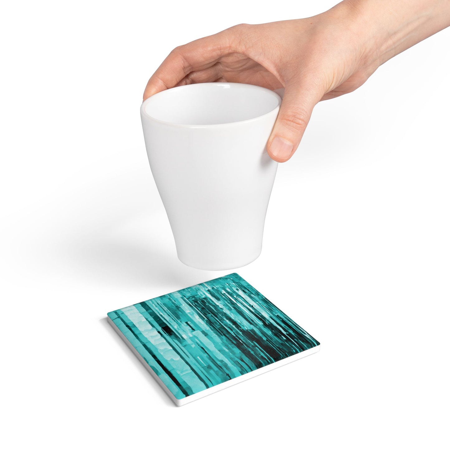 Striped Tif 4" x 4" Square Ceramic Coaster