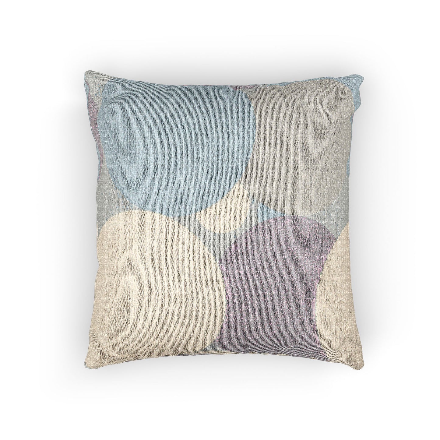 Pastel Blue and White Patches Woven Pillow, 17" x 18"