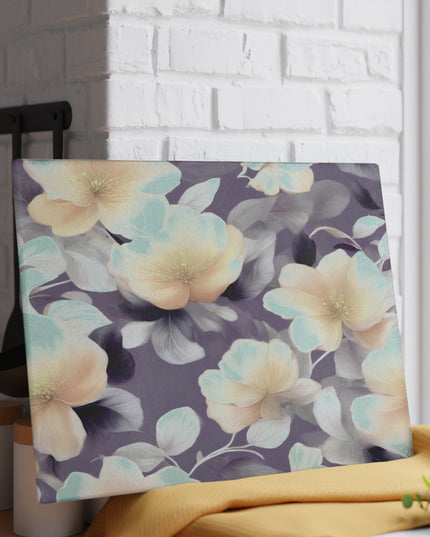 White Blush Floral Bunch Glass Cutting Board, 11" x 15"