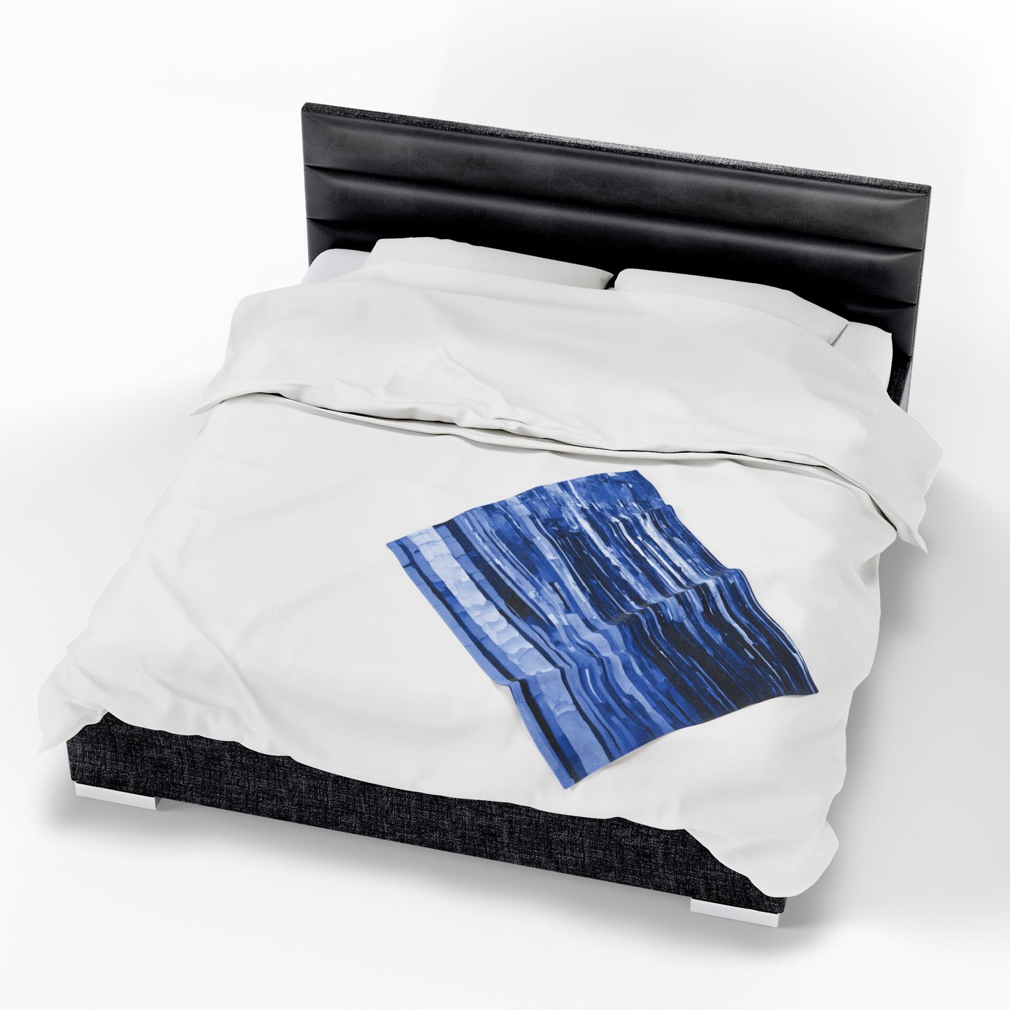 Striped Deep Blue Velveteen Plush Blanket, 30" x 40"