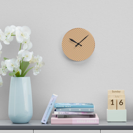 Tan Sunset Star-crossed Bodies Acrylic Round Wall Clock, 8" x 8"