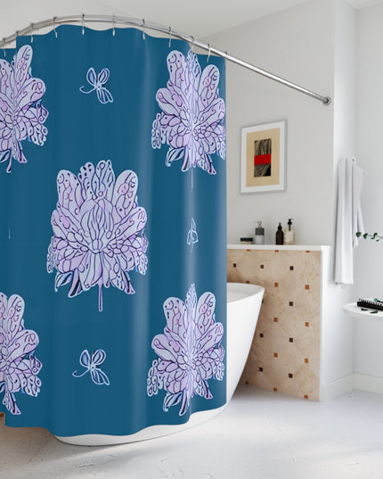 Lavender Floral Butterflies Shower Curtain, 71" x 74"