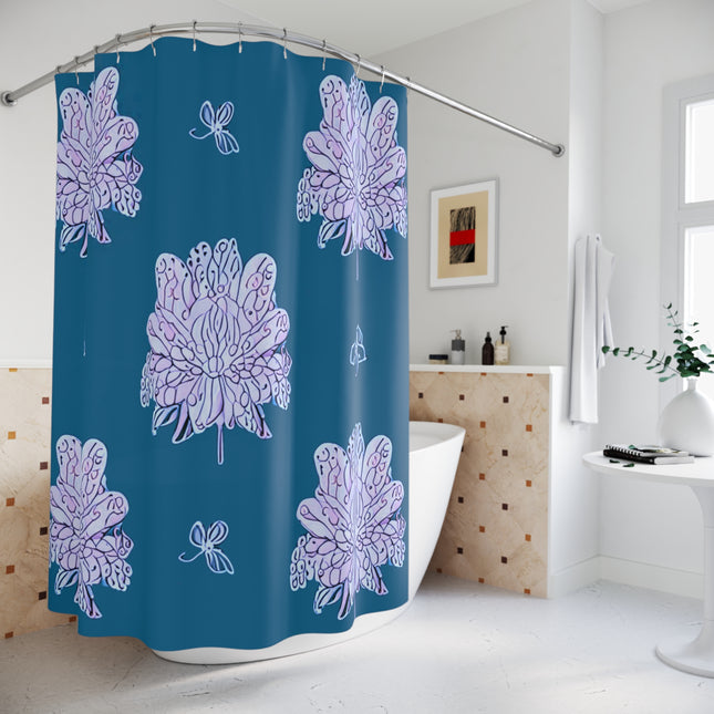 Lavender Floral Butterflies Shower Curtain, 71" x 74"