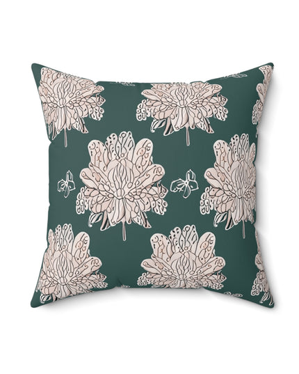 Soft White Floral Butterflies 18" x 18" Faux Suede Square Pillow