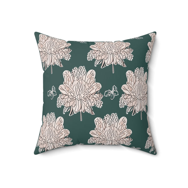 Soft White Floral Butterflies 18" x 18" Faux Suede Square Pillow