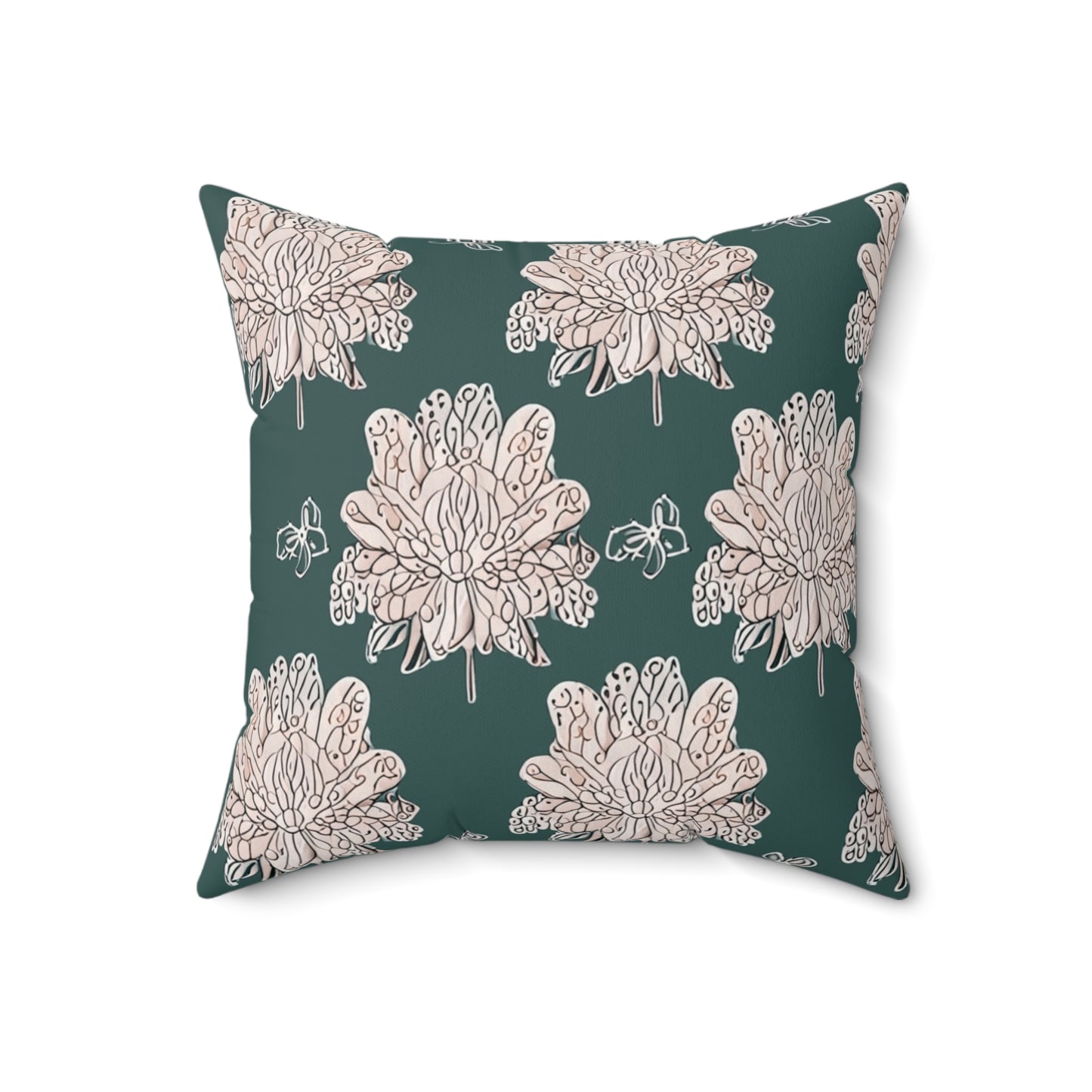 Soft White Floral Butterflies 18" x 18" Faux Suede Square Pillow