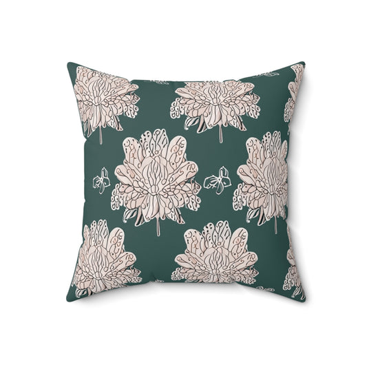 Soft White Floral Butterflies 18" x 18" Faux Suede Square Pillow