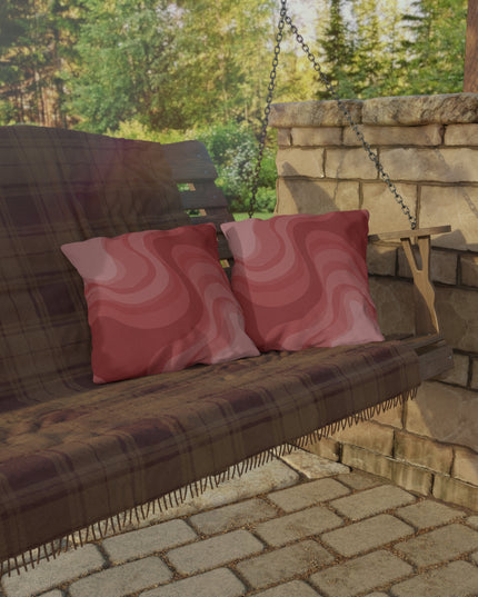 Power Red Wavey 16" x 16" Outdoor Pillow