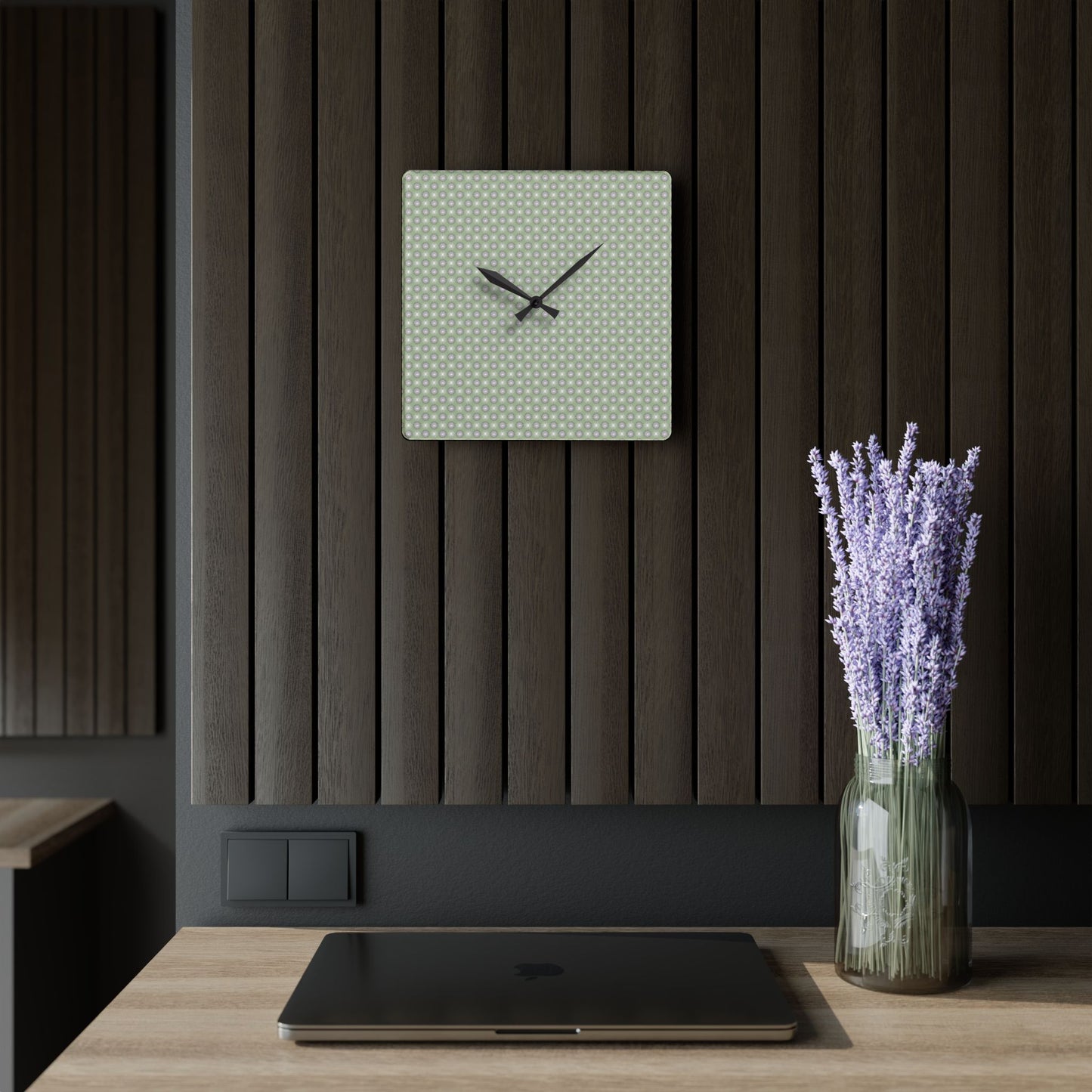 Olive Star-crossed Bodies Acrylic Wall Clock, Round or Square, 10.75" x 10.75"