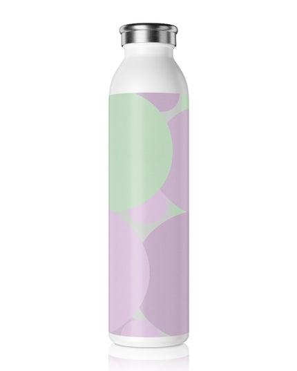 Pastel Lavender Purple and Soft Green Patches Slim Water Bottle, 20 oz White