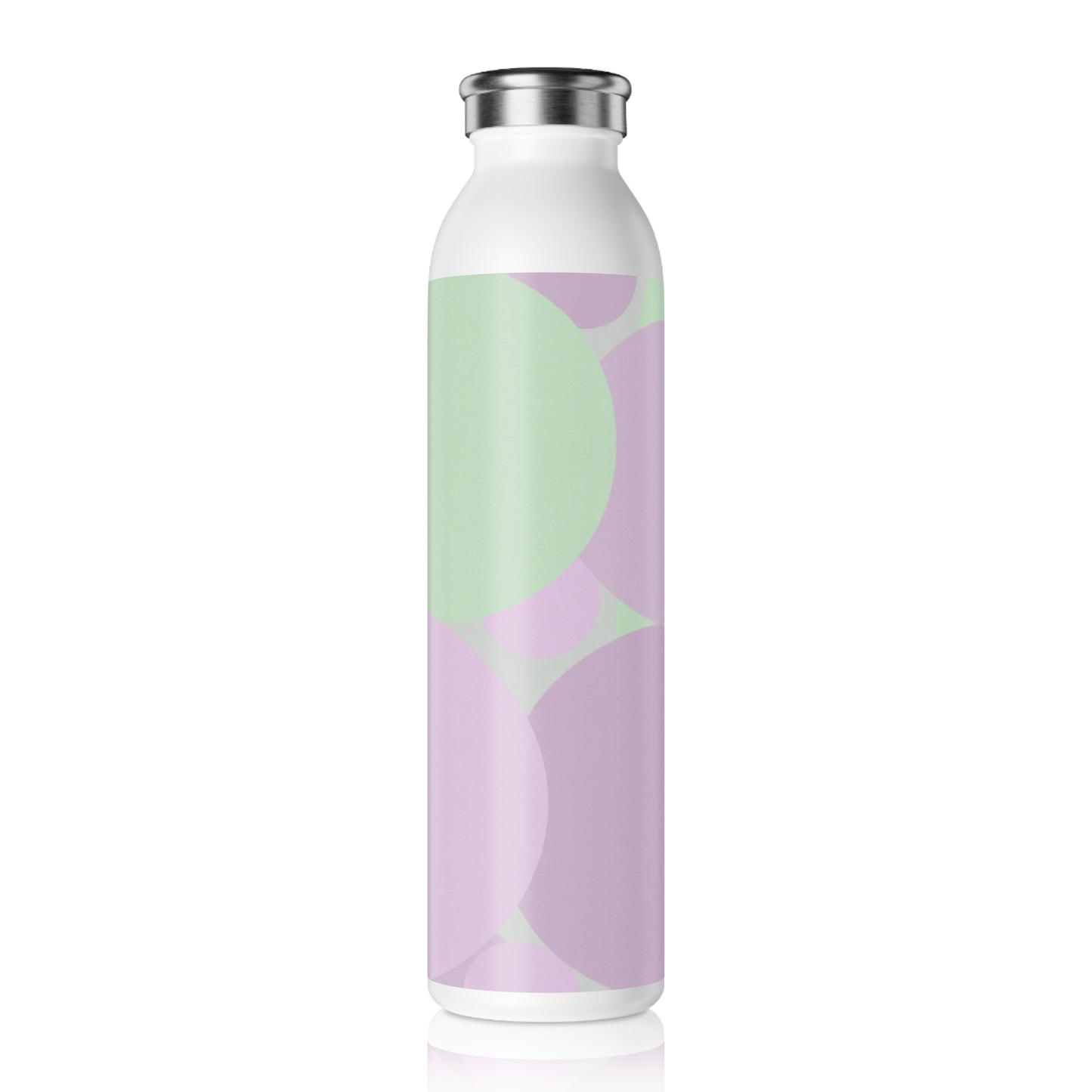 Pastel Lavender Purple and Soft Green Patches Slim Water Bottle, 20 oz White