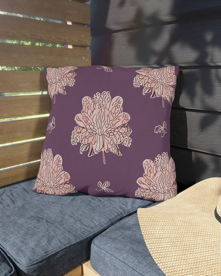 Pink Floral Butterflies 18" x 18" Outdoor Pillow