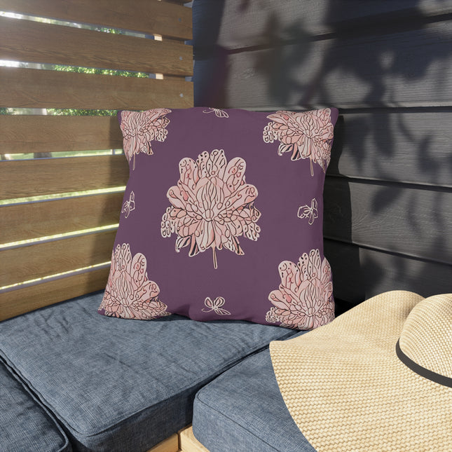 Pink Floral Butterflies 18" x 18" Outdoor Pillow