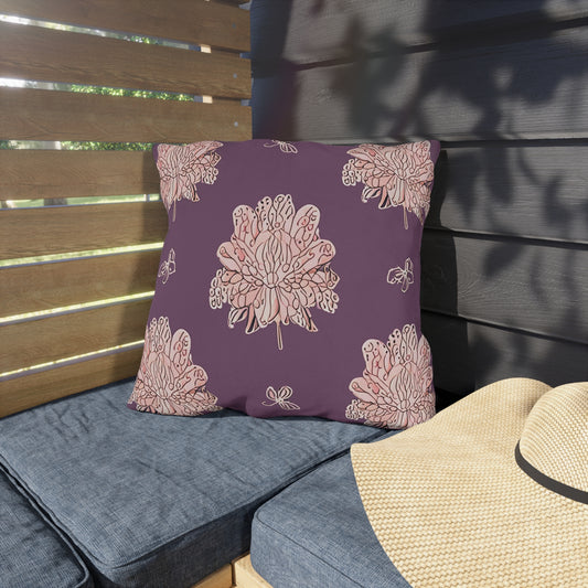 Pink Floral Butterflies 18" x 18" Outdoor Pillow