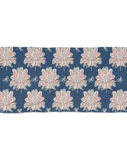 Rose White Floral Butterflies 30" x 60" Beach Towel