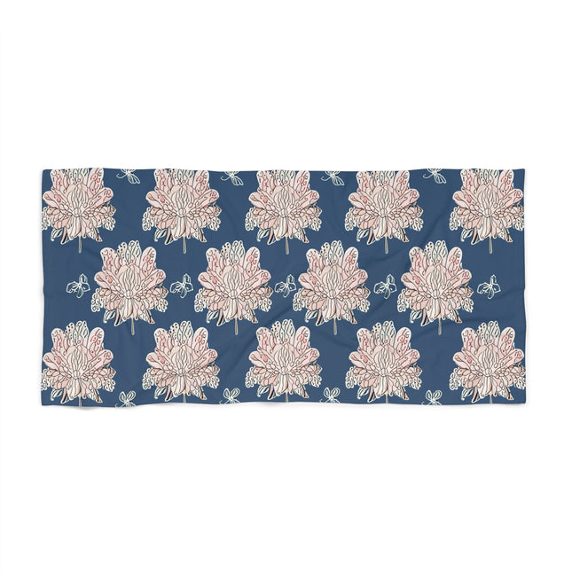 Rose White Floral Butterflies 30" x 60" Beach Towel