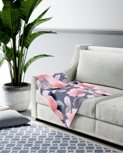 Peach and Blue Gray Floral Bunch Baby Swaddle 30″×40″ Blanket