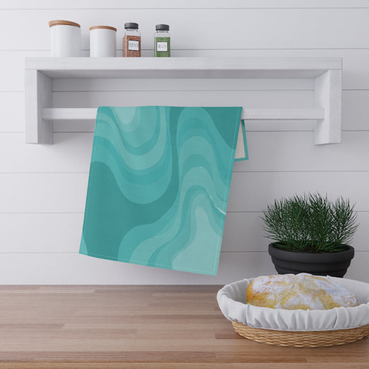 Tif Green Wavey Tea Towels (cotton, poly), 18" x "30