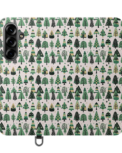 Mini Vintage Green Trees Flip Cases, Samsung Galaxy S25 Plus