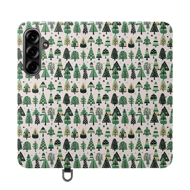 Mini Vintage Green Trees Flip Cases, Samsung Galaxy S25 Plus