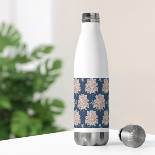 Rose White Floral Butterflies 20oz Insulated Water Bottle