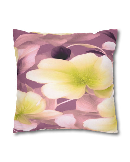 Lemon Blossom Floral Bunch Spun Polyester Square Pillowcase, 14" x 14"