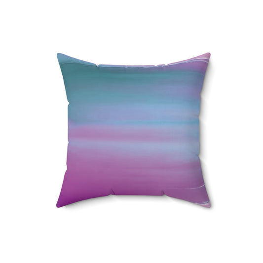 Dark Blue Green Sea Purple Fog 16" x 16" Faux Suede Square Pillow