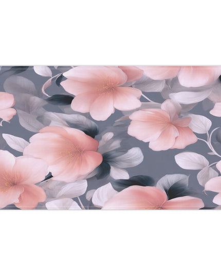 Peach and Blue Gray Floral Bunch Tea Towels (cotton, poly), 18" x "30
