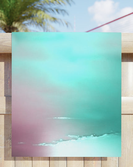 Green Sea Lavender Fog Beach Towel, 30" x 60"