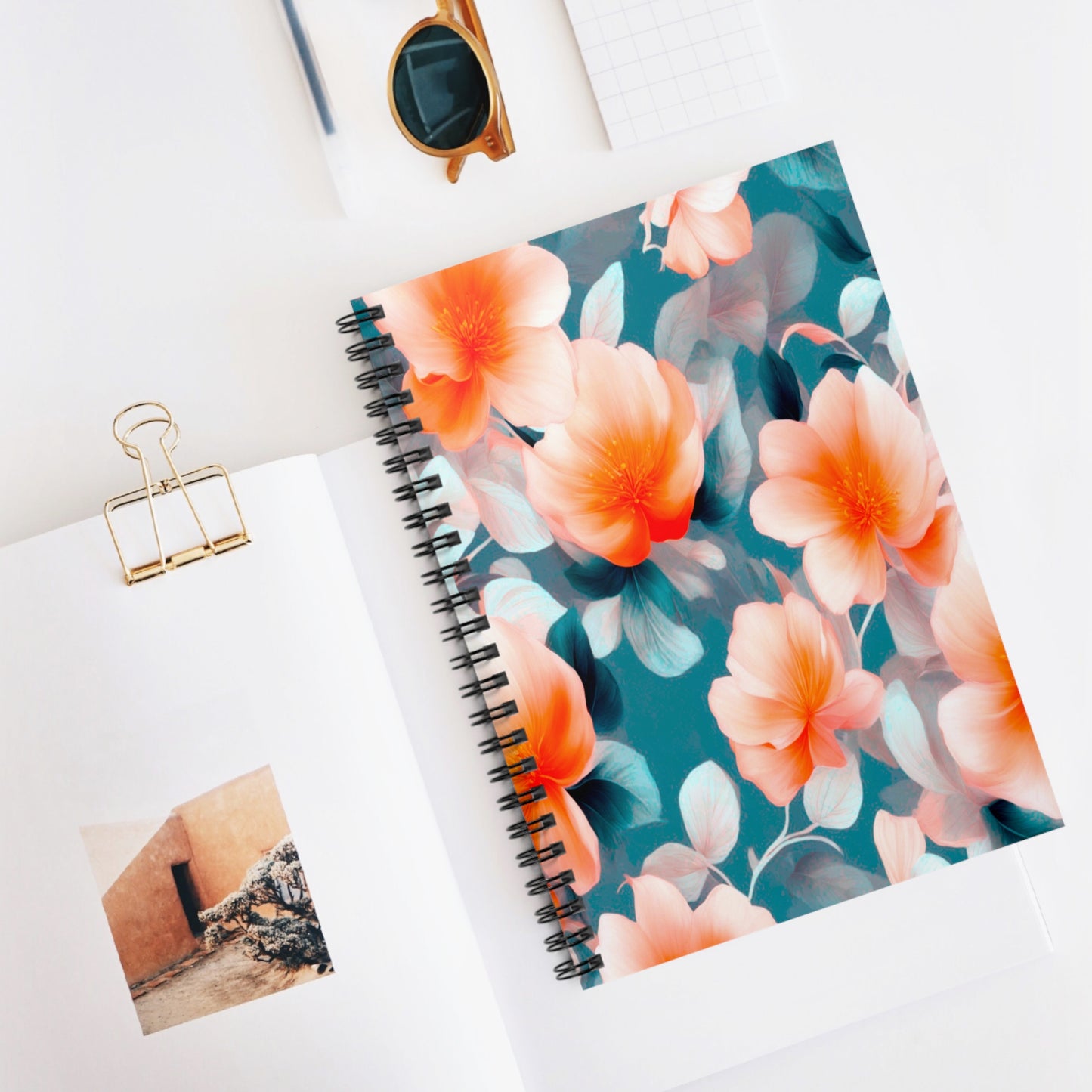 Orange Blossom Floral Bunch Spiral Notebook - Ruled Line, 6" x 8", 118 pages