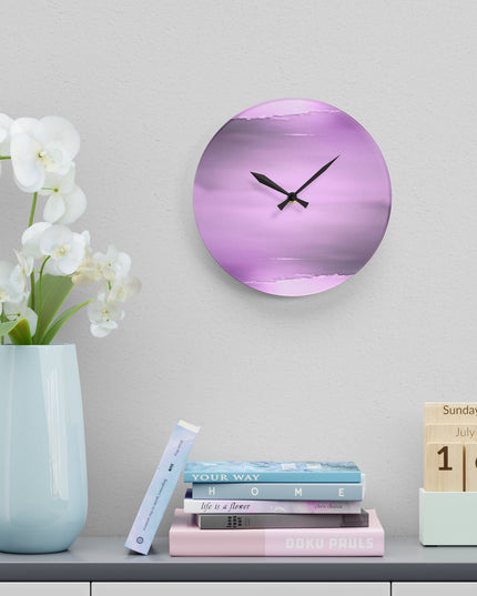 Dark Pink Sea Amethyst Fog Acrylic Wall Clock, Round or Square, 10.75" x 10.75"