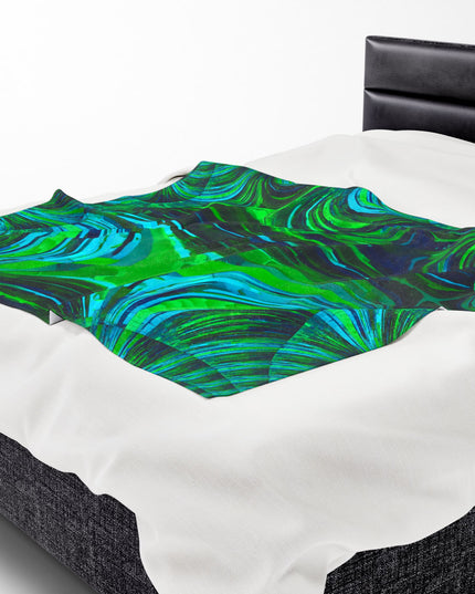 Uzi Spiral Blue Green Velveteen Plush Blanket, 50" x 60"