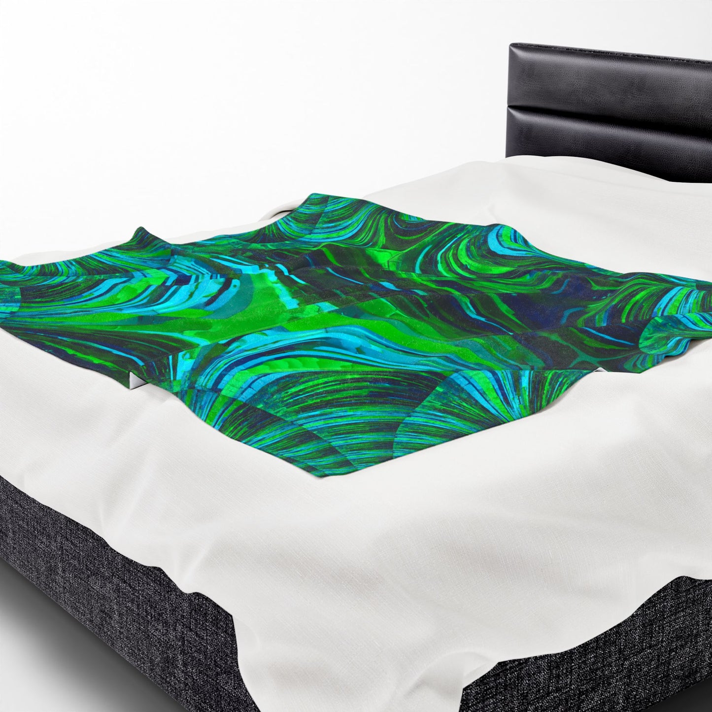 Uzi Spiral Blue Green Velveteen Plush Blanket, 50" x 60"