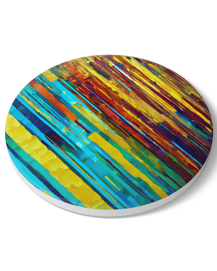 Striped Alpha 4" x 4" Round Ceramic Coaster