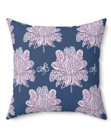 Purple White Floral Butterflies 20" x 20" Faux Suede Square Pillow