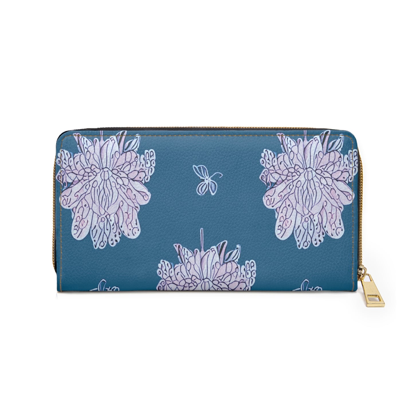 Lavender Floral Butterflies Elegant Abstract Zipper Wallet - Stylish & Functional Accessory for Everyday Use