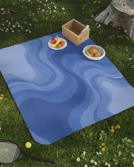Deep Blue Wavey 61" × 51" Picnic Blanket
