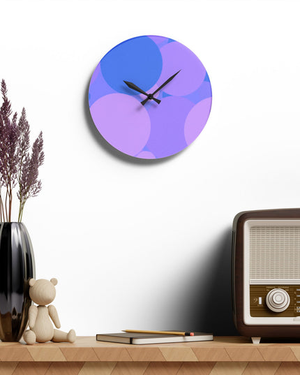 Pastel Purple Family Patches Acrylic Wall Clock, Round or Square, 10.75" x 10.75"