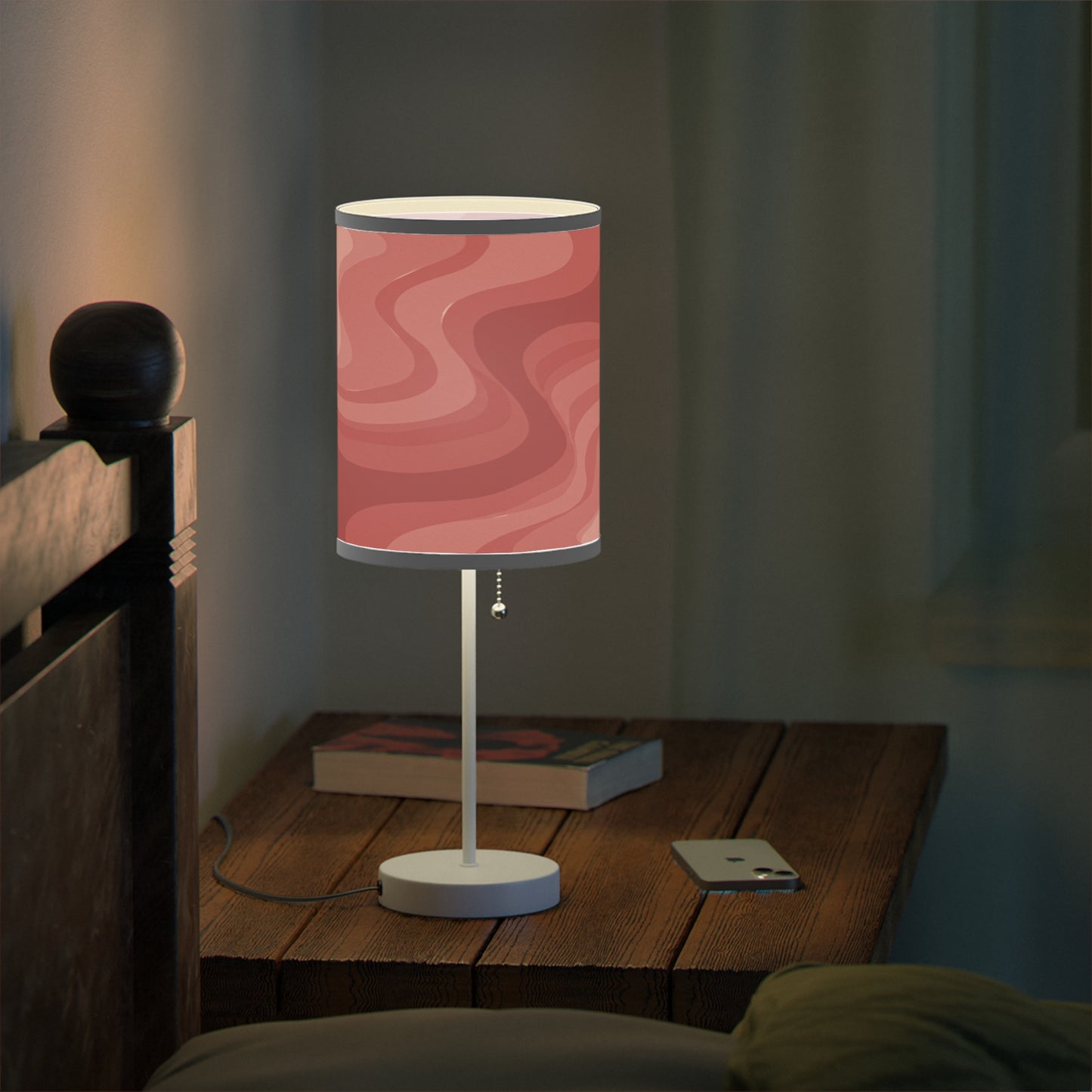 Power Red Wavey Table Lamp on a White or Silver Stand, US|CA plug