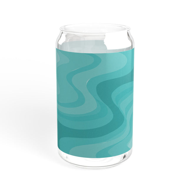 Tif Green Wavey Sipper Glass, 16oz