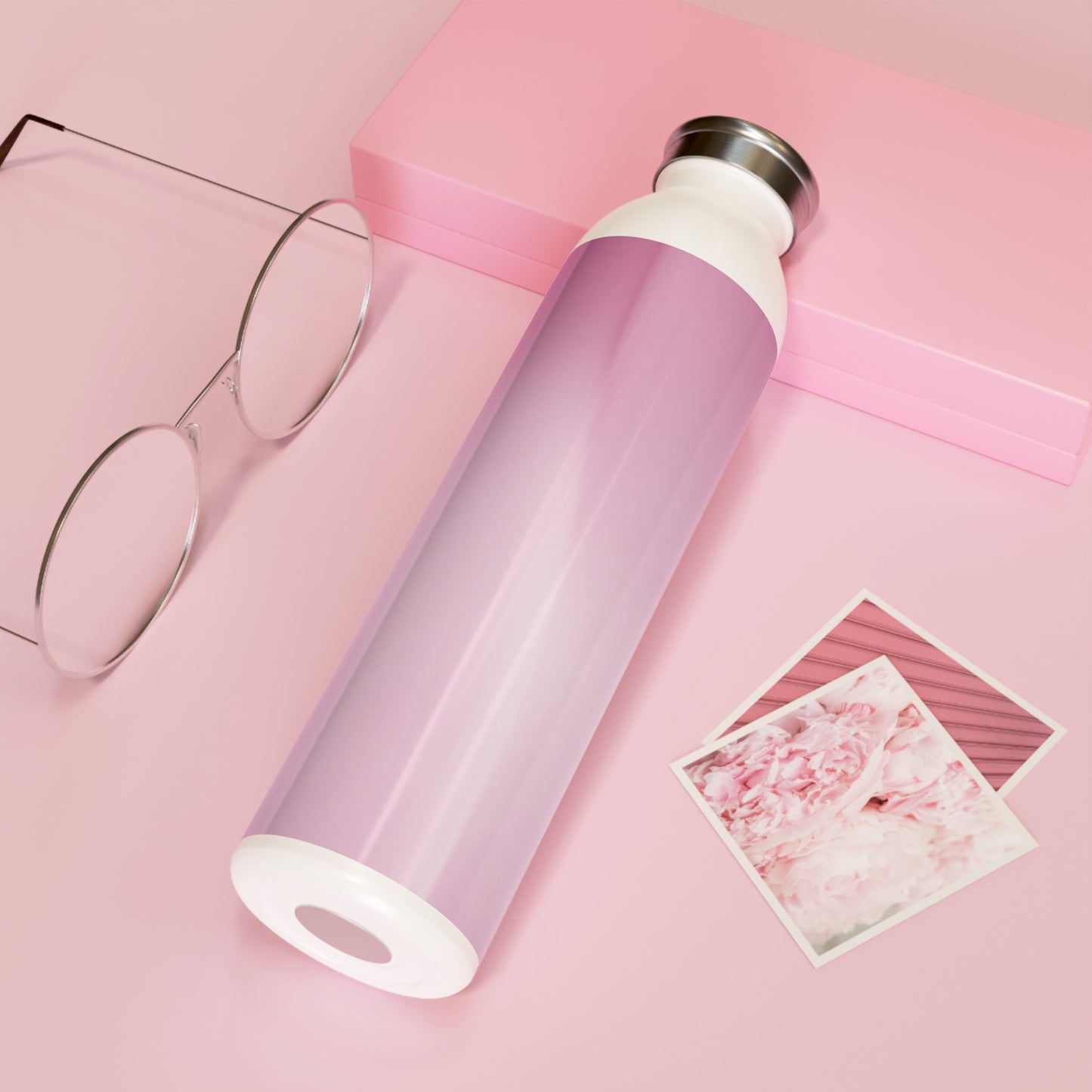 Pink Blush Fade Slim Water Bottle, 20 oz White