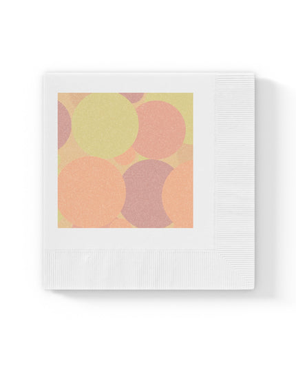 Pastel Hot Peach Patches White Coined Napkins, 4.8" x 4.8"