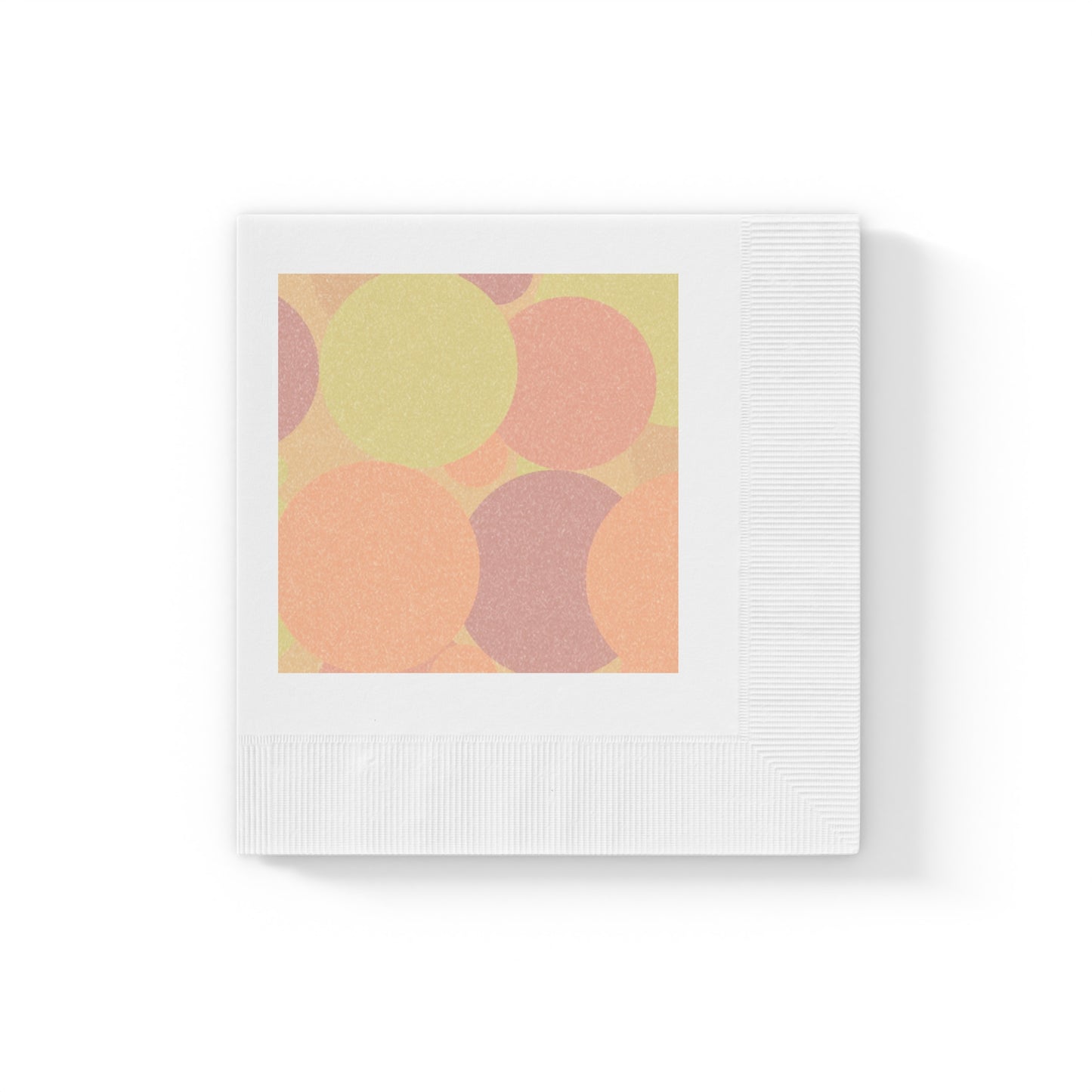 Pastel Hot Peach Patches White Coined Napkins, 4.8" x 4.8"
