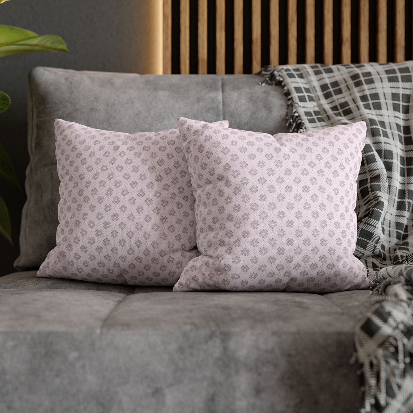 Pink Mornings Star-crossed Bodies Spun Polyester Square Pillowcase, 14" x 14"