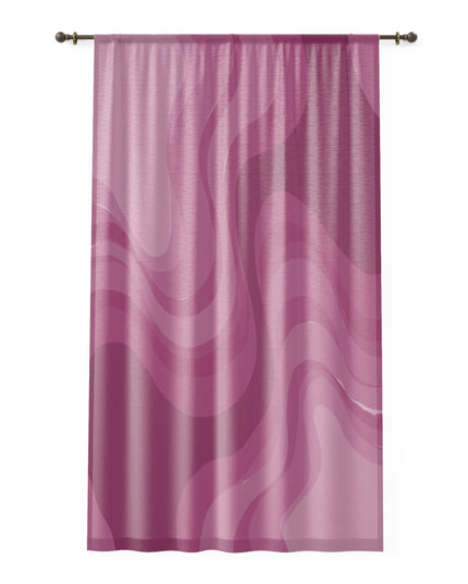 Pinky Mauve Wavey Sheer Window Curtain, 50" x 84", partially transparent